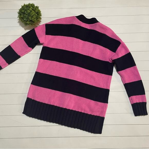 Loft NWT Bold Stripe‎ Pink Blue Knit Cardigan Sweater Women’s Size XS - Picture 6 of 9